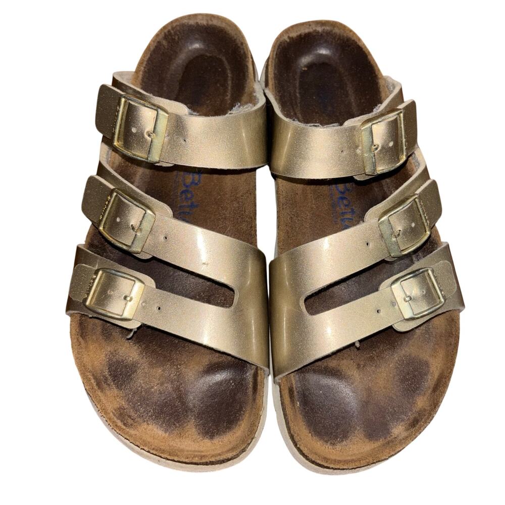 Betula by Birkenstock "Leo" Soft Footbed metallic gold sandals (size 39 - W8)